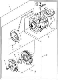 1997 Acura SLX Air Conditioner Compressor Assembly (R-134A) Diagram for 8-97085-896-0