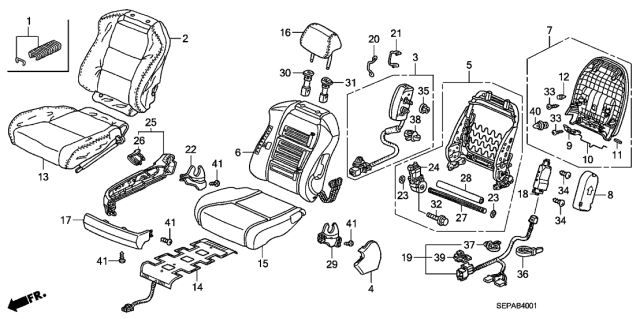 2008 Acura TL Heater, Right Front Seat Cushion Diagram for 81134-SEP-A31