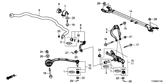 2014 Acura RLX Left Front Arm Assembly (Lower) Diagram for 51380-TY2-A01