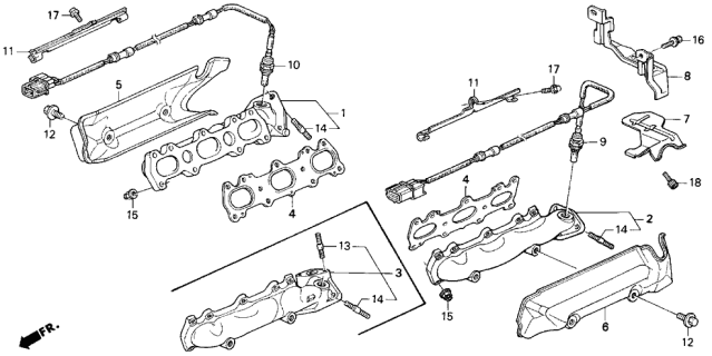 1993 Acura Legend Cover, Driver Side Exhaust. Manifold Diagram for 18130-PX9-000
