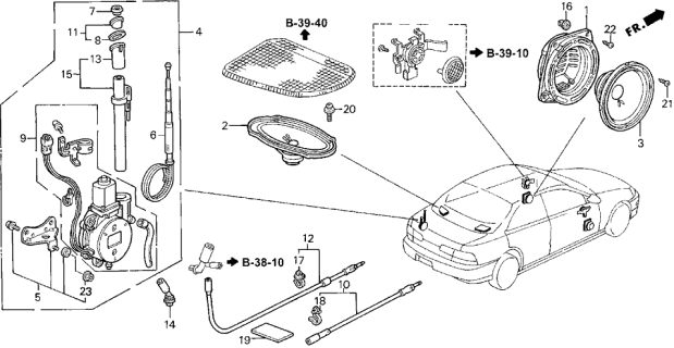 1994 Acura Integra Motor Antenna Assembly Diagram for 39150-ST8-A01