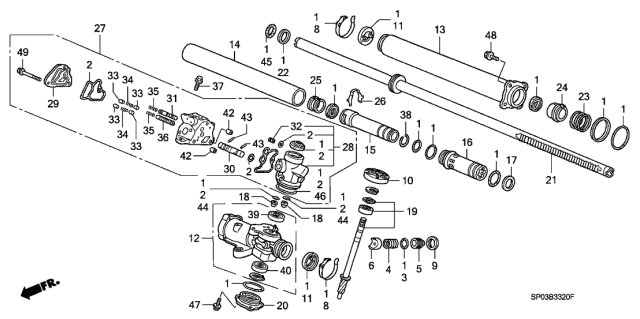 1991 Acura Legend P.S. Gear Box Components Diagram