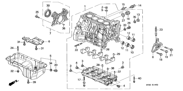 1998 Acura CL Knock Sensor Assembly Diagram for 30530-P5M-013