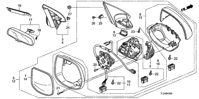 2012 Acura TSX Driver Side Door Mirror Assembly (Cobalt Blue Pearl) (Coo) (R.C.) (Heated) Diagram for 76250-TL0-315ZB