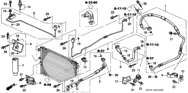 1997 Acura RL A/C Hoses - Pipes Diagram