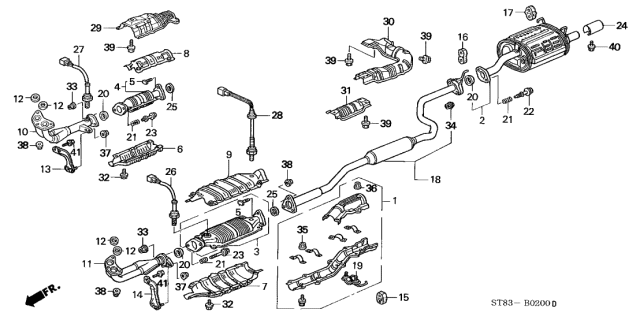 1997 Acura Integra Exhaust Pipe B Diagram for 18220-ST8-305