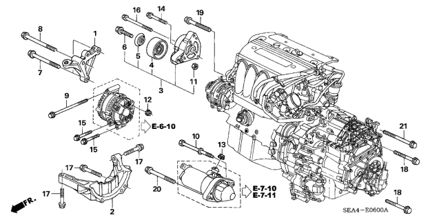 2006 Acura TSX Engine Side Mount Bracket Diagram for 11910-RAA-A00