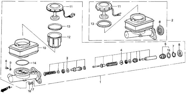 1988 Acura Legend Master Cylinder Assembly Diagram for 46100-SG0-A02