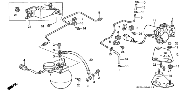 1990 Acura Integra Clamp, Brake Pipe (A.L.B.) Diagram for 46393-SK7-003