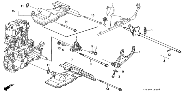 1998 Acura CL Shaft, Control Diagram for 24410-P7Z-000