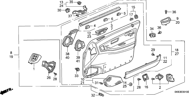 1991 Acura Integra Bracket, Passenger Side Pull Pocket Diagram for 83508-SK7-000