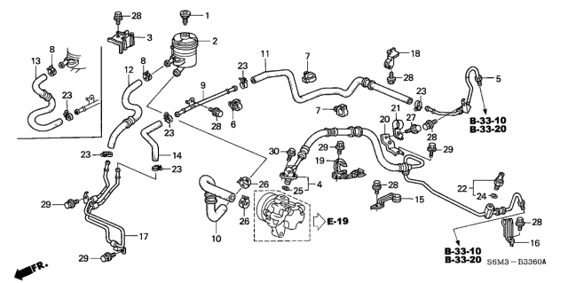 2004 Acura RSX Power Steering Return Hose Stay Diagram for 53772-S6M-A00