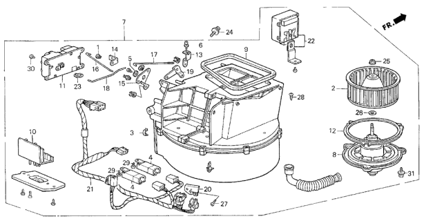 1987 Acura Legend Blower Assembly Diagram for 79300-SD4-G01