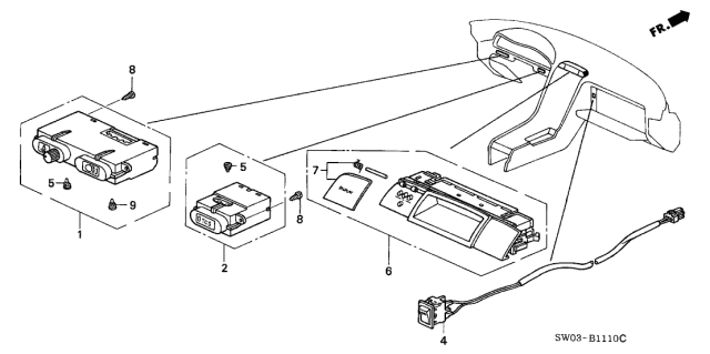 2001 Acura NSX Switch Assembly, Tcs Diagram for 35300-SL0-A03
