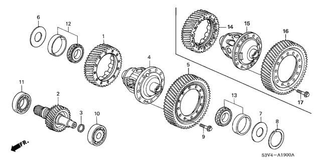 2005 Acura MDX Transmission Differential Bearing & Race (45X85X19.7) Diagram for 91122-RDK-003