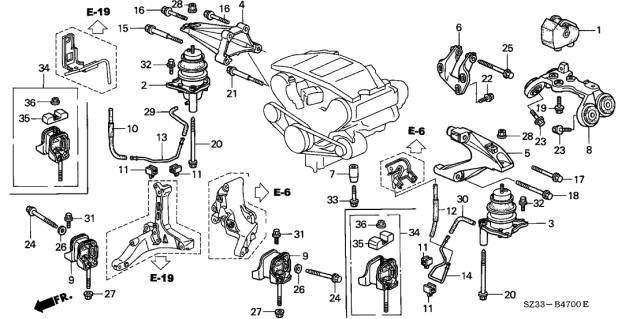 1996 Acura RL Right Front Enginemounting Insulator Assembly Diagram for 50810-SZ3-013