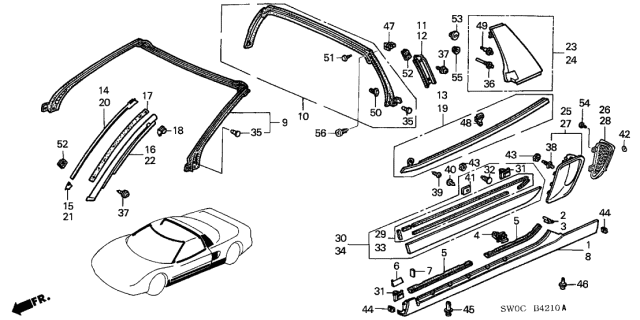 2003 Acura NSX Garnish Clip Diagram for 90505-SL0-003
