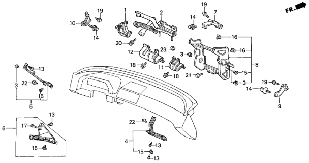1990 Acura Legend Bracket, Passenger Side Instrument Side Diagram for 77192-SG0-A00