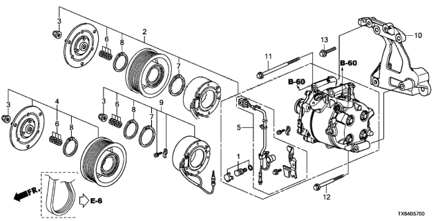 2013 Acura ILX Clutch Set, Compressor Diagram for 38900-R1A-A02