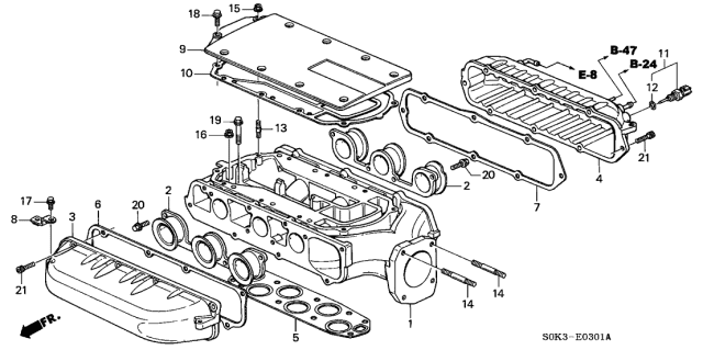 2003 Acura TL Gasket, Front In. Manifold Chamber Diagram for 17106-P8E-A21