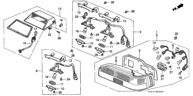 1988 Acura Legend Socket & Wire Diagram for 34276-SG0-A01