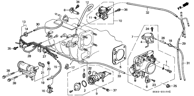 1992 Acura Integra Speed Motor Idle Air Control Valve Diagram for 36450-P28-A01
