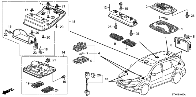 2009 Acura MDX Pedal Base Diagram for 34403-SEP-A01ZK