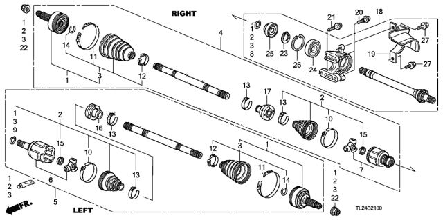 2009 Acura TSX Joint,Inboard Diagram for 44310-TZ8-305