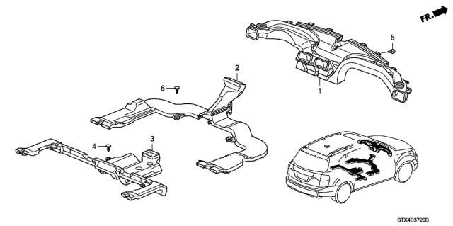2007 Acura MDX Duct, Rear Seat Heater Diagram for 83341-STX-A01
