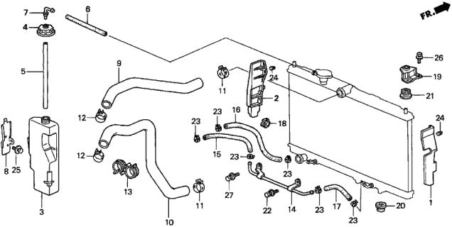 1998 Acura CL Radiator Tube Pipe Diagram for 25210-P8A-000