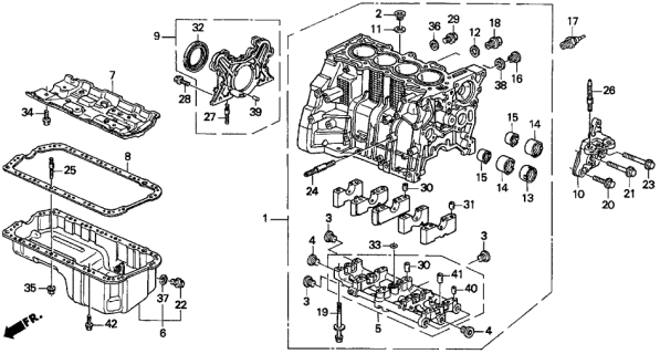1997 Acura CL Cylinder Block - Oil Pan Diagram