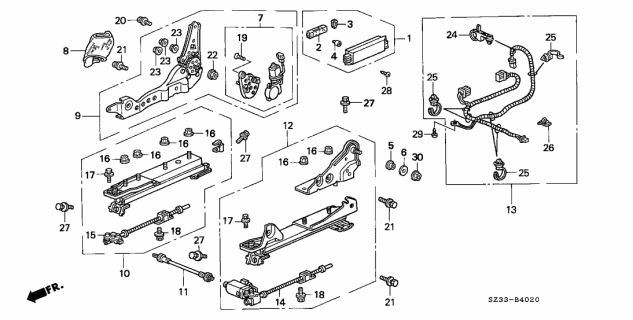 1999 Acura RL Front Seat Components Diagram 2
