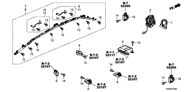 2021 Acura ILX Clock Spring Assembly Diagram for 77900-TR0-A22