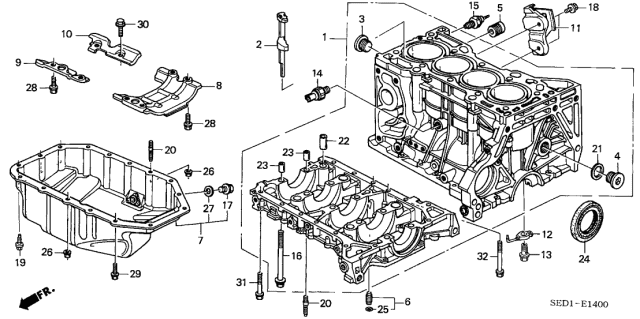 2005 Acura TSX Block Assembly, Cylinder (Dot) Diagram for 11000-RBB-811