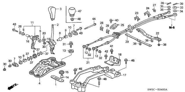 2005 Acura NSX Seat, Change Lever Ball Diagram for 54110-SF1-003