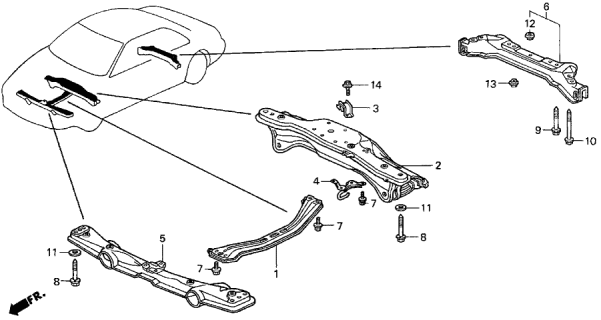1997 Acura CL Stiffener, Steering Rack Diagram for 50220-SV4-A00
