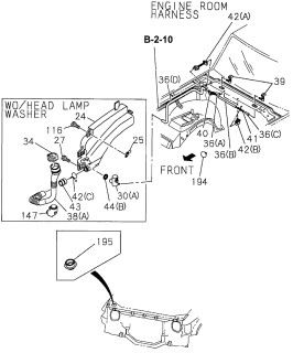 1996 Acura SLX Driver Side Windshield Washer Nozzle Diagram for 8-97802-674-0