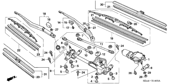 2004 Acura TSX Link, Front Wiper (Lh) Diagram for 76530-SEA-G01