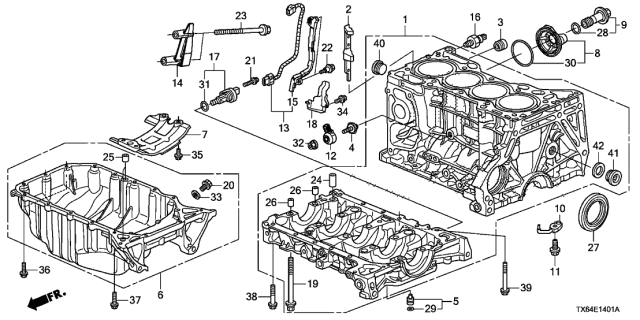 2013 Acura ILX Oil Pan Assembly Diagram for 11200-RX0-A00