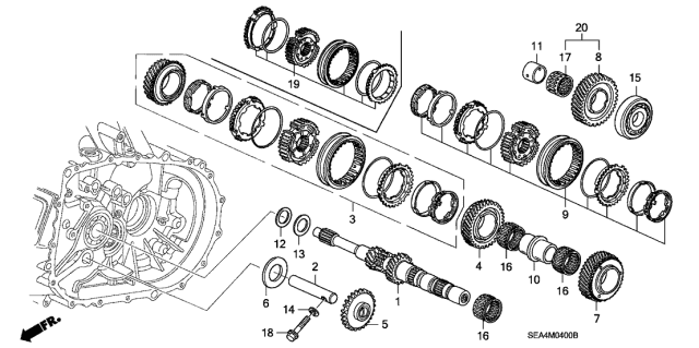 2005 Acura TSX Reverse Idle Gear Diagram for 23540-PPS-000