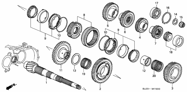 1999 Acura NSX Countershaft Low Gear Diagram for 23420-PR8-F00