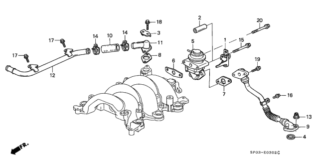 1992 Acura Legend Gasket, Air Suction Joint Diagram for 18768-PY3-004