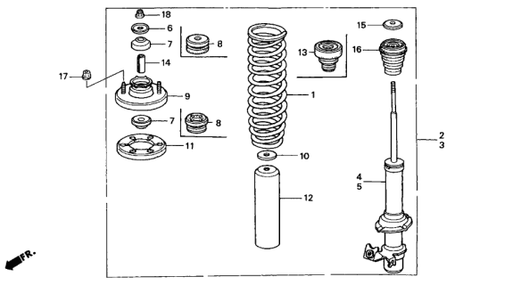 1999 Acura Integra Right Front (Showa) Shock Absorber Unit Diagram for 51605-ST7-N12