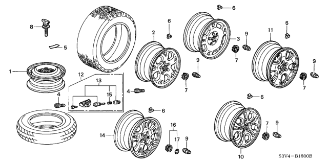 2002 Acura MDX Aluminum Wheel Rim (17X6 1/2Jj) (Hitachi) Diagram for 42700-S3V-A11