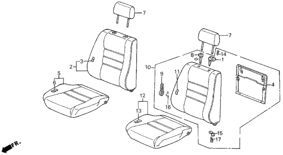 1990 Acura Legend Seat-Back Assembly, Right Front (Chic Blue) Diagram for 81120-SD4-A21ZD