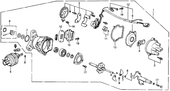1987 Acura Integra Wire Harness Assembly, Distributor (Tec) Diagram for 30131-PG7-662