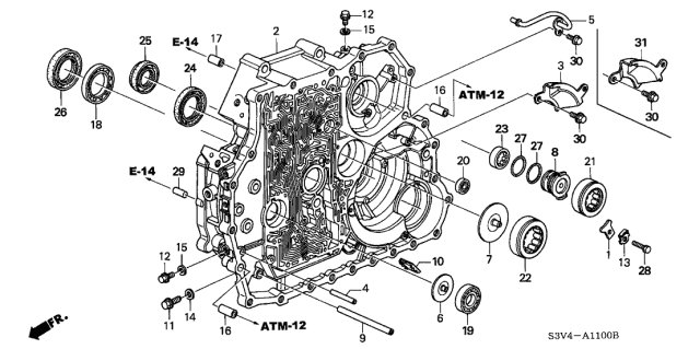 2004 Acura MDX Case, Torque Converter Diagram for 21111-RDK-325