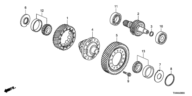 2018 Acura RDX Gear, Final Driven Diagram for 41233-RT4-000