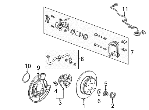 Left Rear Caliper Sub-Assembly (Reman) Diagram for 06433-SX0-505RM