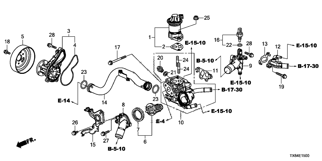 2013 Acura ILX 4 Door 20PREM (2.0) KA 5AT Water Pump (2.0L)